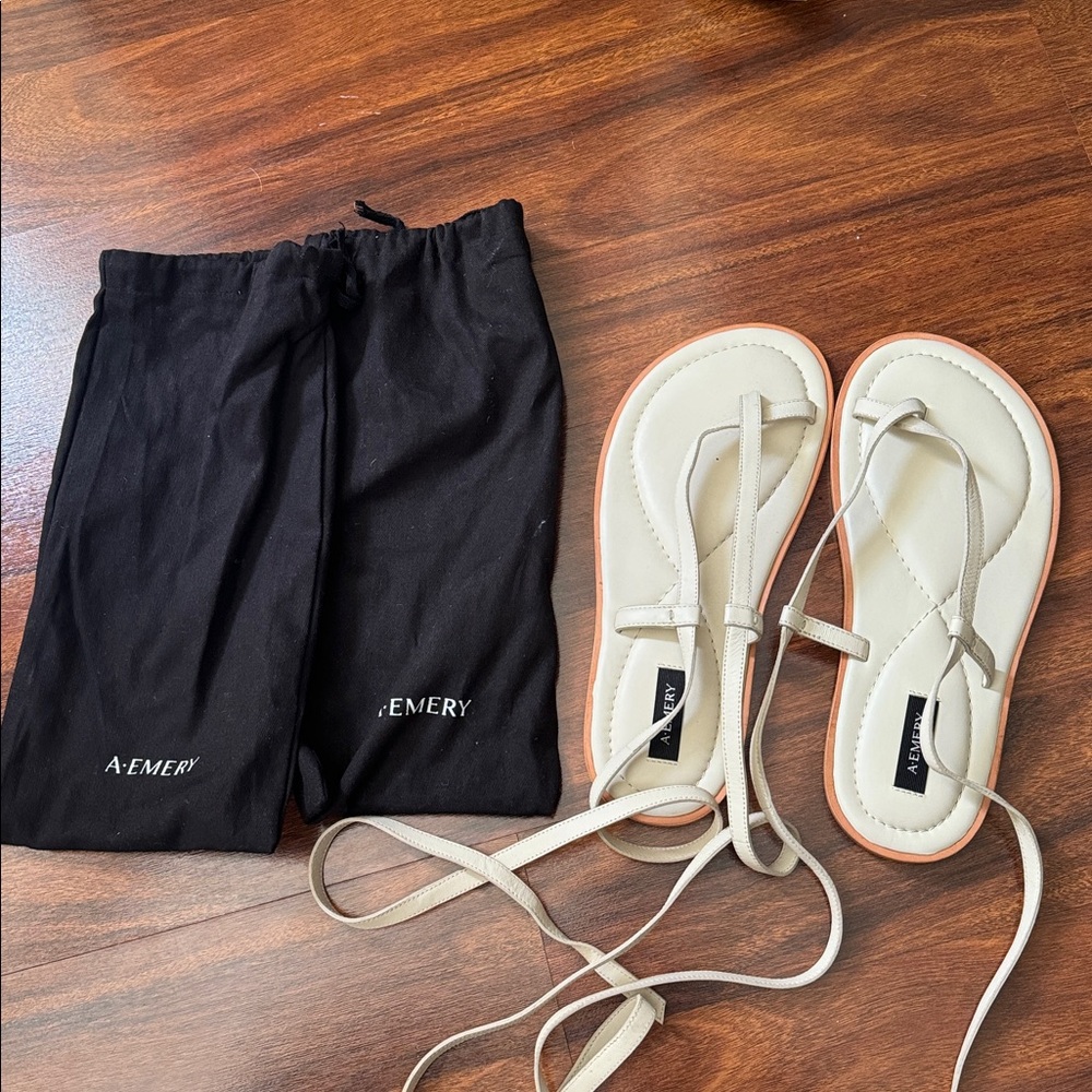 A.EMERY Lace-Up Strappy Sandals in Cream